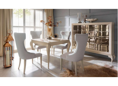 Luxus Esszimmer Esstisch Stuhl Essgruppe Essecke Stühle Luxus Weiß Set 5tlg