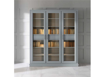 Grauer Bücherschrank mit Glastüren - Stilvolle Aufbewahrungslösung für Ihre Büchersammlung