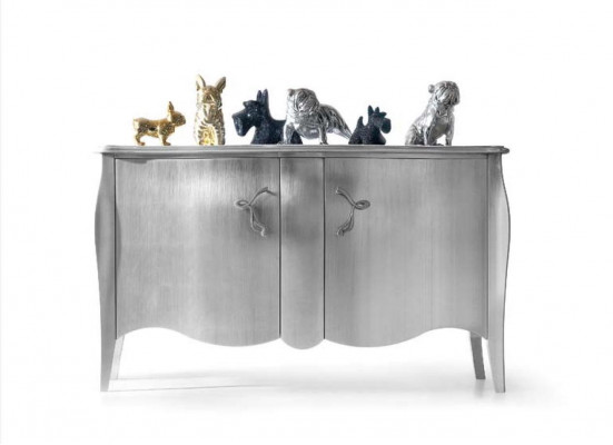 Silbernes Sideboard Kommode Anrichte Schränke Kommoden Holz Luxus Möbel Silber
