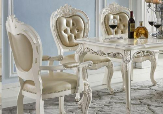 Klassische Essgarnitur Lehnstuhl Möbel Tisch 5tlg. Esszimmer Barock Massivholz