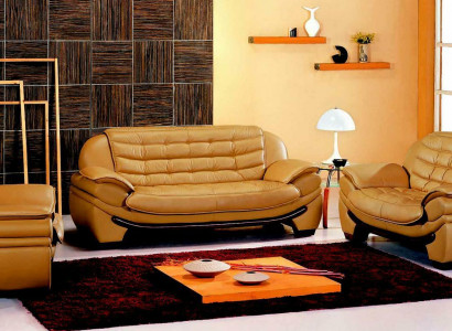 Klassische Set Garnitur 3+2 Sitzer Ledersofa Sofa Couch Polster Sitz Garnituren