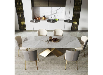 Luxus Esstische Tische Design Tisch Edelstahl Stein Möbel Esszimmer Modern Säule