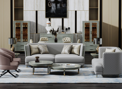Graue Sofagarnitur 3+2 Sitzer Moderne Polstergarnitur Wohnzimmer Sofas