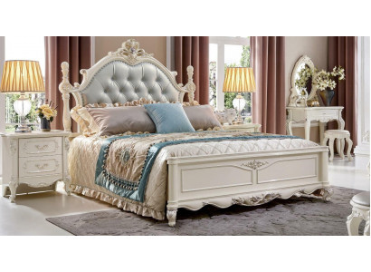 Klassisches Designer-Chesterfield-Bett im weißen Rokoko-Barock-Stil 