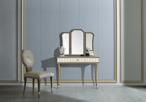 Schminktisch mit Spiegel Luxus Schlafzimmer Konsole Neu 2tlg. Set Massivholz