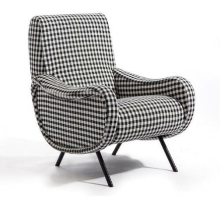 Designer Lehn Stuhl Polster Sofa 1Sitzer Edelstahl mit Textil Sessel