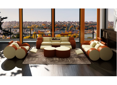 Designer Polster Sofagarnitur Set XXL Ledersofa Couch 3+2+1 Modern Sofa Sofas