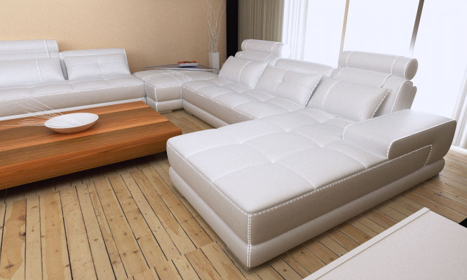 Moderne Design Polster Wohnlandschaft Ledersofa Sofa Couch Sitz