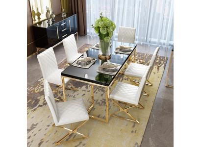 Luxus Esstisch Esszimmer Möbel Einrichtung Tisch Metall Gold Esstische