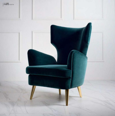 Ohrensessel Sessel Clubsessel Cocktailsessel Luxus Sitzer Sitz Wohnzimmer Grün