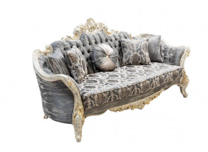 Barock Sofa 3 Sitz Grau Wohnzimmer Klassisch Design Sofa Couch Textil