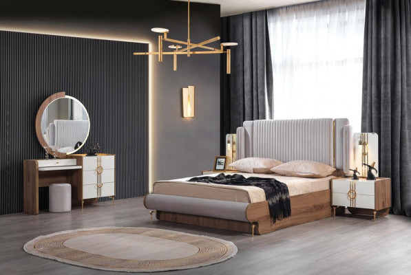 Schlafzimmer Bett 2x Nachttisch Kleiderschrank 4tlg.Komplett Set Design