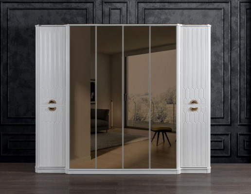Schlafzimmer Möbel Holz Schrank Kleiderschrank Stil Modern Weiß Neu