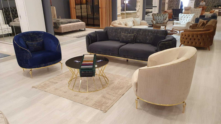 Wohnzimmer Sofa 3 Sitzer Blau Möbel Luxus Couchen xxl Möbel Couch Sofas