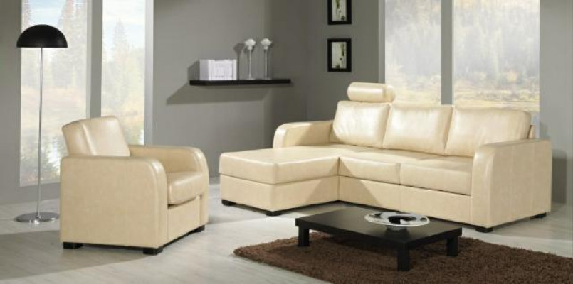 Ecksofa Sofa Couch Leder Textil Stoff Wohnlandschaft Garnitur Polster Ecke CAPRI