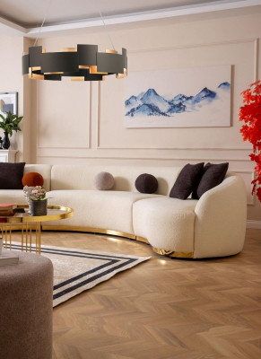 Designer Wohnzimmer set Modern Sofagarnitur Rund sofa + 1 Sitzer 2tlg