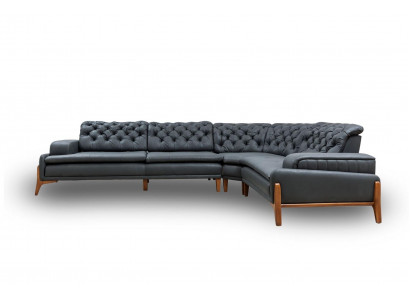 Luxus Ecksofa L-form mit Musiksystem Modern grau Polstermöbel Kunstleder