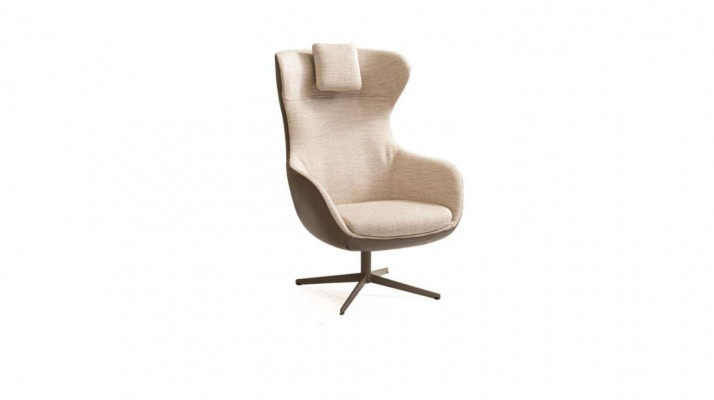 Sessel Ohrensessel Cocktailsessel Einsitzer Stoff Beige Moderne Sitzer