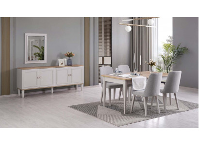 Esszimmermöbel Essgruppe Esszimmer Esstisch Stühle Holz Grau Set 9tlg