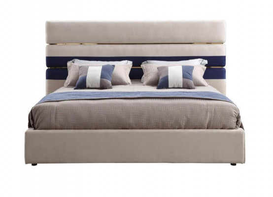 Modernes Designer Doppelbett mit Holz Rahmen Stilvolles Bett New in Beige