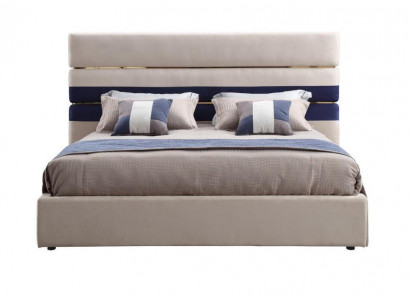 Modernes Designer Doppelbett mit Holz Rahmen Stilvolles Bett New in Beige