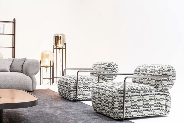 Designer Sessel Moderner 1-Sitzer Wohnzimmer Luxus Polster Textil Möbel