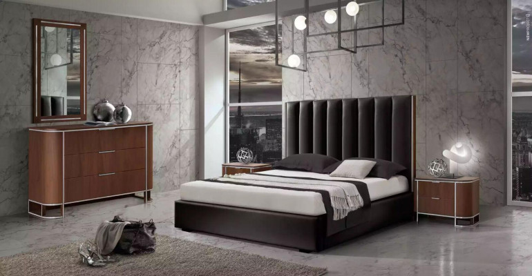 Komplettes Modernes Schlafzimmer Set Designer Bett + 2x Nachttische 3tlg