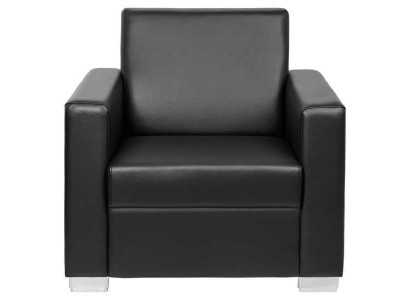 Schwarzer Ledersessel Designer Polster Einsitzer Wohnzimmer Relax Sitzer