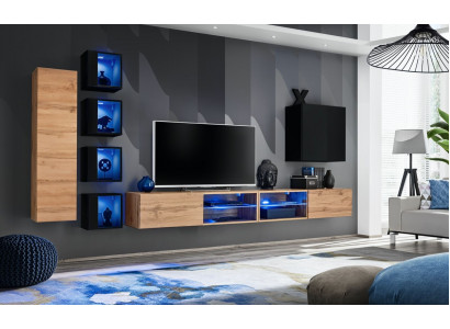 Komplett Designer Modern Wohnwand Wand Regale TV-Ständer Holzmöbel Wandschrank