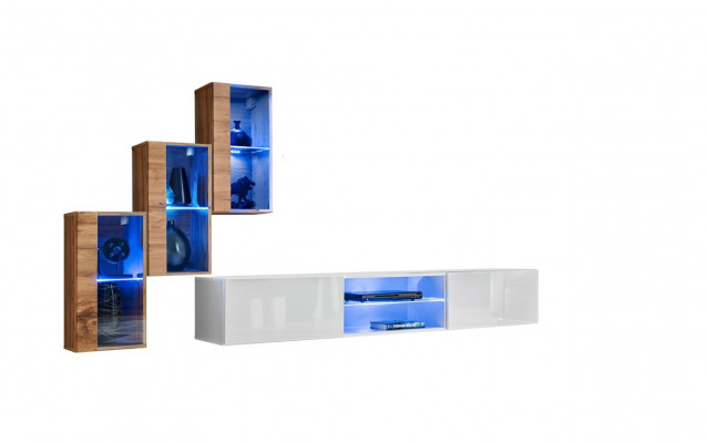 3x Wandschrank Wohnzimmermöbel Wohnwand 210 cm Einrichtung Luxus TV-Ständer
