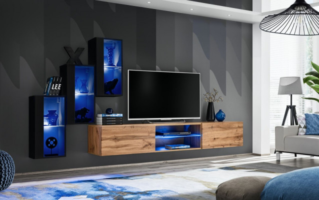 Wohnzimmermöbel Luxus Wohnwand Komplett Designer Einrichtung Holzmöbel