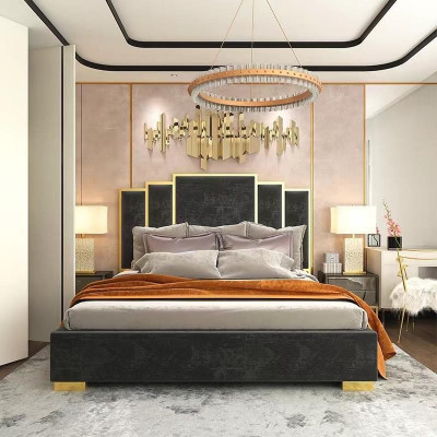 Design Bett Textil Luxus Betten Modernes Hotel Gestell Schlaf Zimmer 180x200