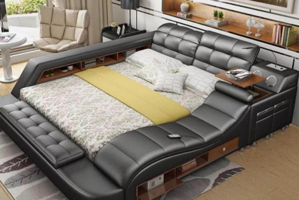 Chesterfield Doppel Luxus Design Bett 180x200 Multifunktionsbett Neu