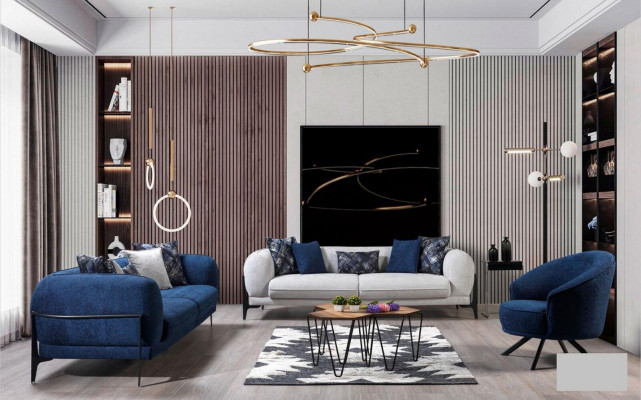 Moderner Dreisitzer Stoffmöbel Wohnzimmer Couch Designermöbel Sofas