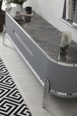 TV Ständer RTV Lowboard Regale Sideboard Tisch Modern Grau Luxus Neu