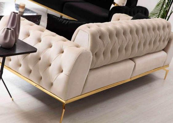 Chesterfield Sitzgruppe Luxus Sitzgarnitur Polstermöbel Dreisitzer Sessel