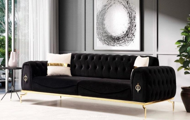 Chesterfield Sitzgruppe Luxus Sitzgarnitur Polstermöbel Dreisitzer Sessel