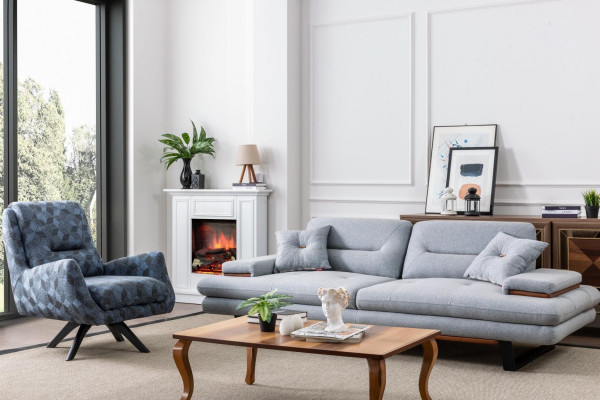 Modern Sofagarnitur 3+1 Sitzer Wohnzimmer Luxus Grau Couchgarnitur Sets