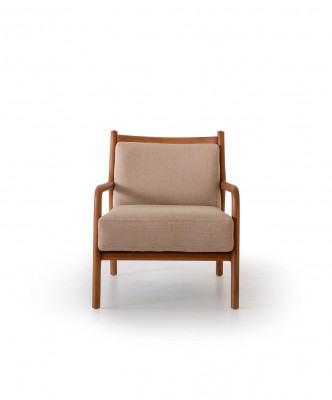 Modern Beige Sessel Wohnzimmer Möbel Luxus Design Polsterung Kunstleder