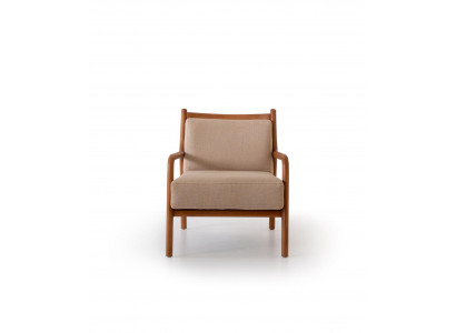 Modern Beige Sessel Wohnzimmer Möbel Luxus Design Polsterung Kunstleder