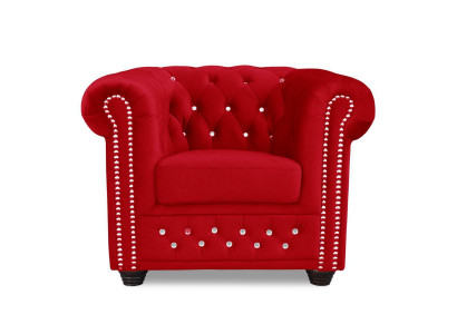 Sessel Design Polster Modern Textil Stoff Rot Fernseh 1 Sitzer Chesterfield Neu
