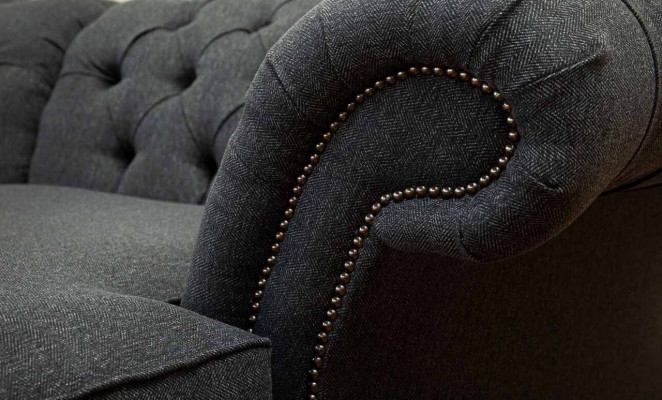 Chesterfield Ecksofa L-Form Stoff Design Couch Sitz Sofa Textil Eck Neu