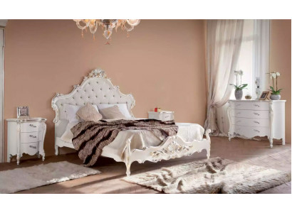 Weiße Schlafzimmer Garnitur Bett 2x Nachttische Kommoden Holz Set 4tlg