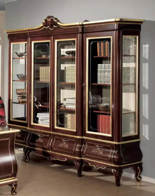 Klassische Büro Einrichtung Schreibtisch Bücherregal 4 tlg Holzmöbel
