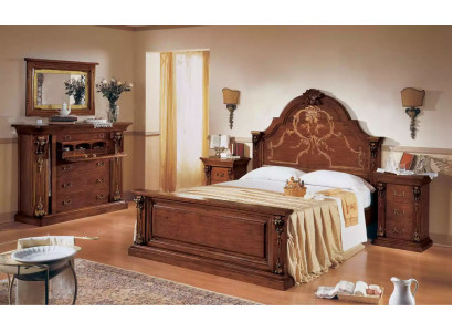 Klassisches Braunes Schlafzimmer Set Bett 2x Nachttische Kommode Set 5tlg