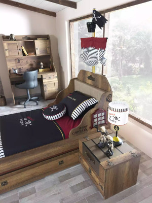 Bettrahmen Funktionsbett Ausziehbares Pirat Braun Holz Kinderbett Bett