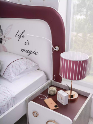Kindermöbel Kinderbett Holz Garnitur Schrank Nachttische Rosa Set 3tlg