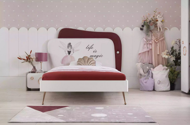 Kindermöbel Kinderbett Holz Garnitur Schrank Nachttische Rosa Set 3tlg