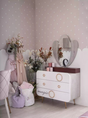 Bett Bettkasten Komplette Kindermöbel Kinderbett Holz Rosa Set 4tlg Kinderzimmer