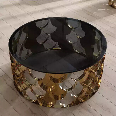 Schwarzer Couchtisch Wohnzimmertisch DEsigner Edelstahltisch Goldtisch